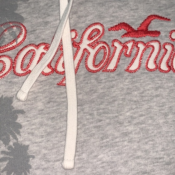 Vintage Hollister Crop Top Hoodie with embroidering and 3/4 length sleeves - Picture 5 of 8